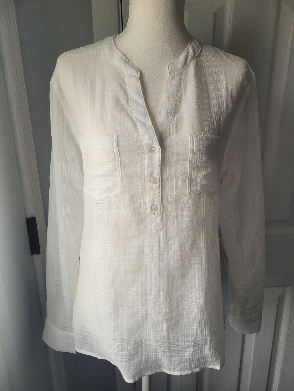 Carve Designs Dylan Gauze Shirt Women's Small White Organic Cotton NWT
